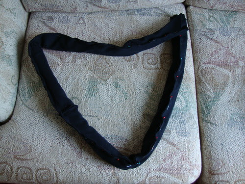 What Jalie 2921 step 10 looks like (yes the ENTIRE front and back are in the tube of the scarf)