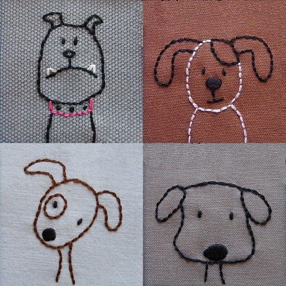 Embroidered Dogs - PDF pattern