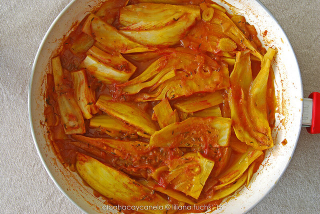 Fennel with safron tomato 
sauce