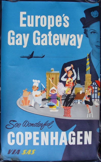 Gay Copenhagen vintage 1950s travel poster