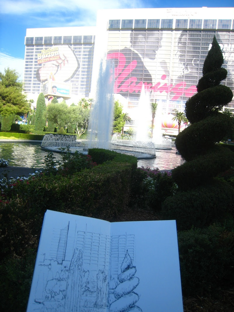 MJ SKETCHBOOK | Urban Sketching - Las Vegas - Caesars Palace Garden 