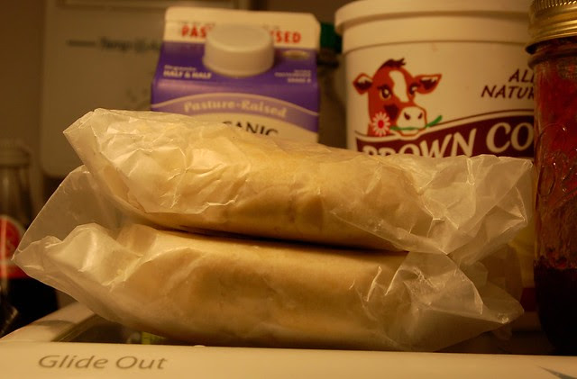 Pie dough resting in the fridge by Eve Fox, Garden of Eating blog, copyright 2011