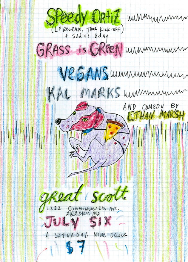 Speedy Ortiz's Major Arcana Release Show With Grass Is Green, Vegans, Kal Marks | Great Scott | 6 July