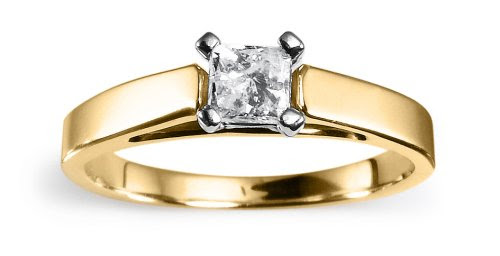Engagement Rings: 14k Yellow Gold Princess-Cut Diamond Solitaire ...