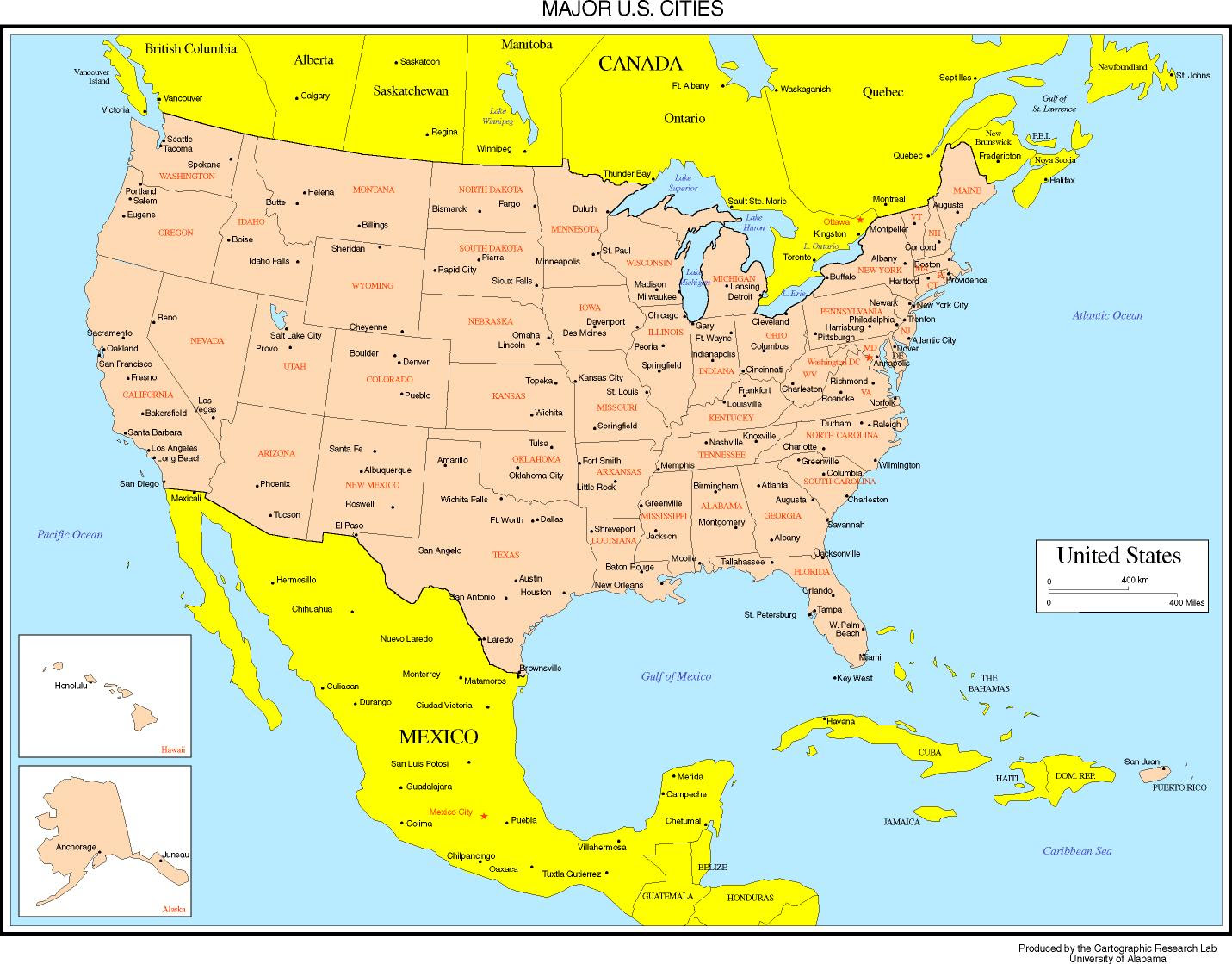 map of usa and canada with cities Usa Canada Major Cities Map map of usa and canada with cities