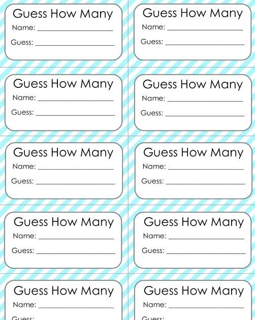 Guess How Many Printable Template Free Pdf