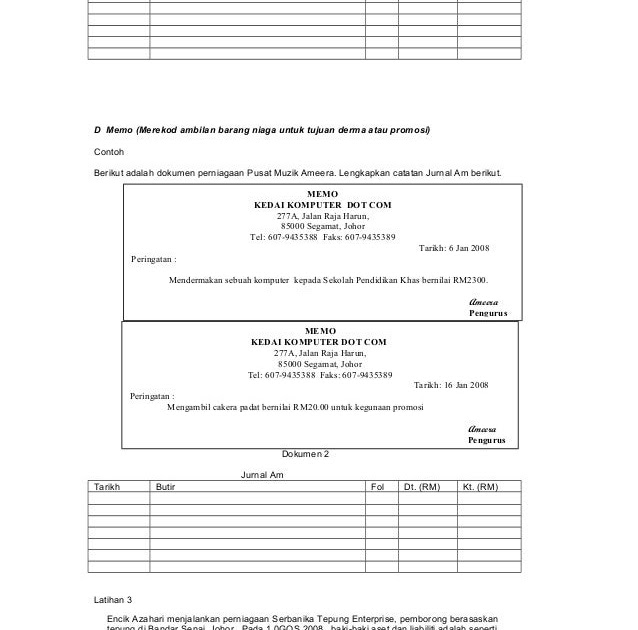 ➤ Contoh skema jurnal