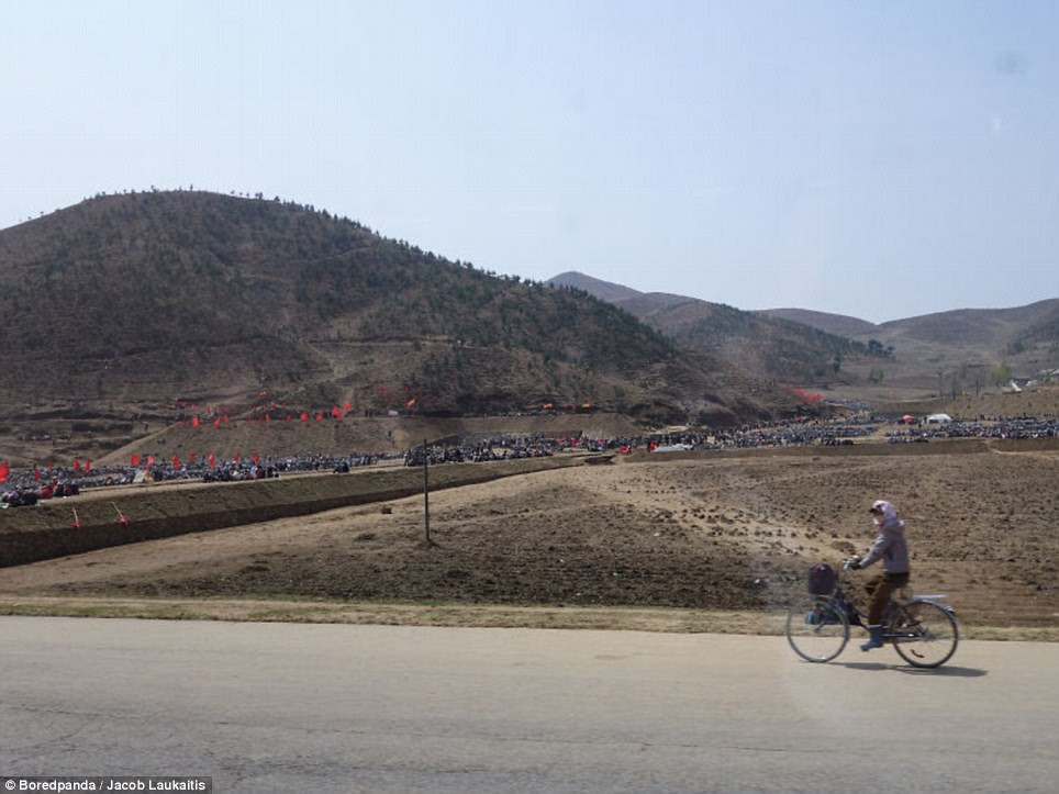 This photo captures a rural scene in North Korea