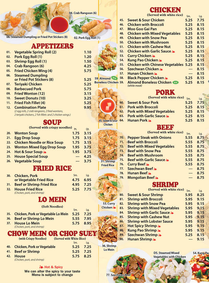Chinese Food Delivery Near Me Menu