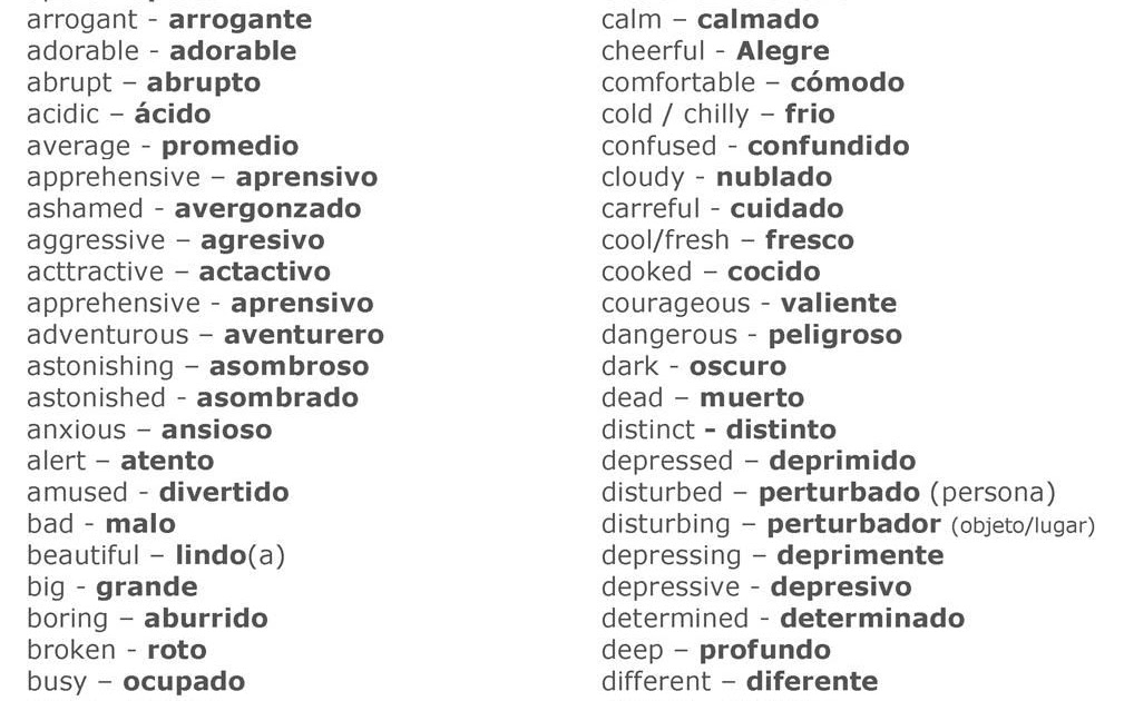 Spanish Adjectives Worksheet Students