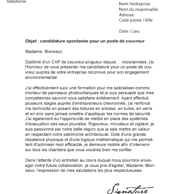 Exemple Lettre De Motivation Candidature Spontanée Jeune Diplomé  horkovix