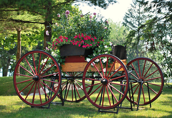 Flower Cart Next to the Carriage House of the Cranwell Resort, Spa, and Golf Club