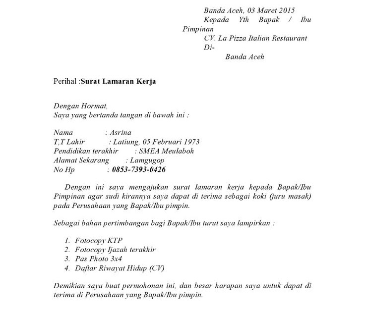 Contoh Surat Pengunduran Diri Bank