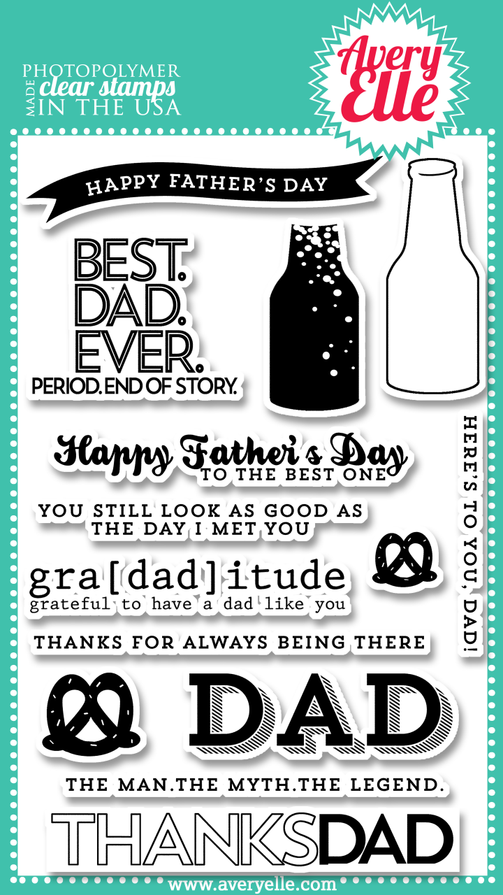 Our 4" x 6" The Man clear photopolymer stamp set is perfect for those fabulous fathers in your life.  The sentiments included in this set are a great staple for any stamper's collection.