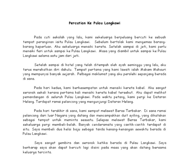 Contoh Karangan Bercuti Bersama Keluarga Di Kuala Lumpur  AlfonsoqoBray