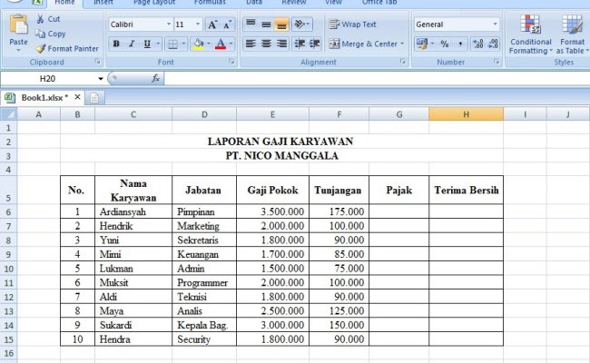Contoh Excel Gaji Karyawan / Fungsi Dan Cara Menggunakan Rumus Vlookup