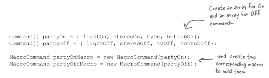 Tạo 2 list lưu trữ trạng thái on và off của MacroCommand