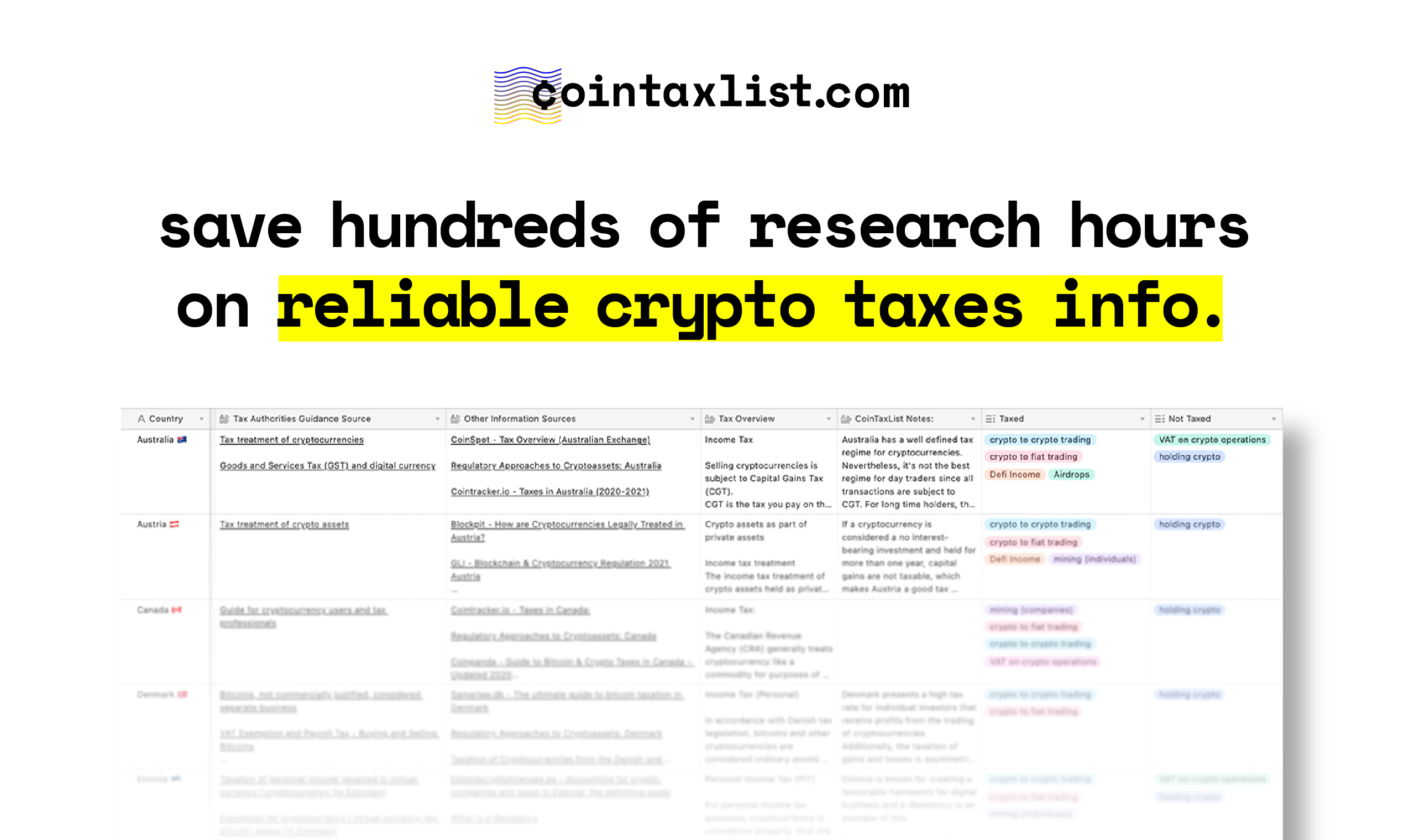 CoinTaxList crypto taxes europe crypto tax friendly countries