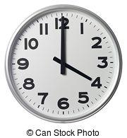 Dos caras de reloj a las cuatro en punto aisladas en blanco.