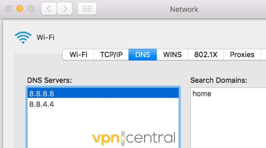 wifi home network google public dns