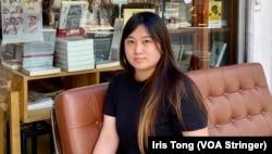 前民主派区议员黄文萱表示,没有七一大游行不代表社会上没有反对声音。 (美国之音 汤惠芸)