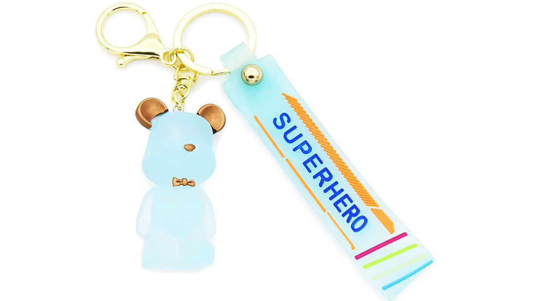 Trendy Accessory blue bears rubber keychain maker bulk promotional gifts