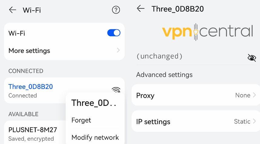 android wifi network settings