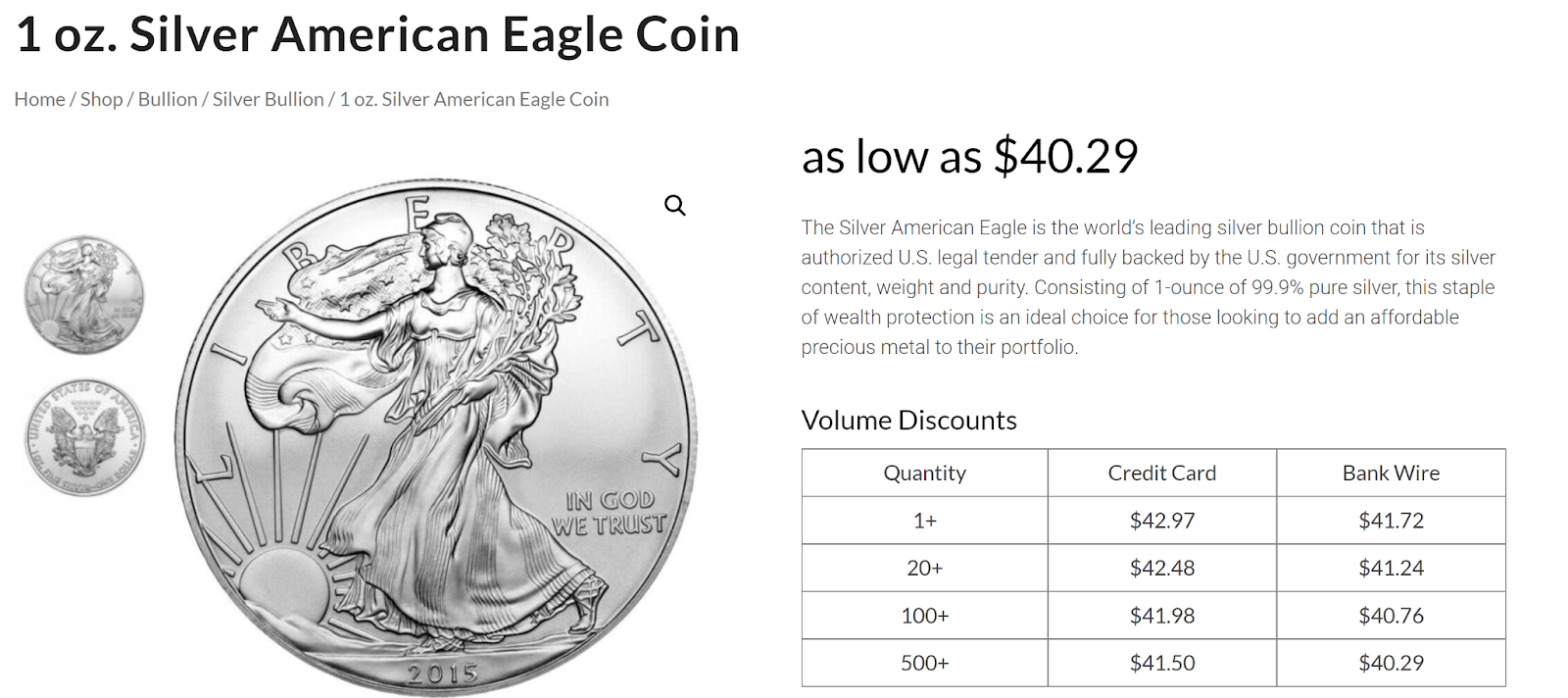 US Money Reserve silver coin prices