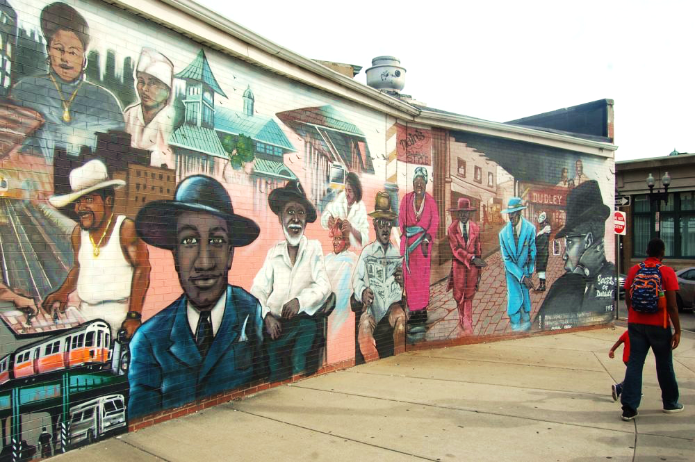 “Faces of Dudley” mural in Boston. (Greg Cook)