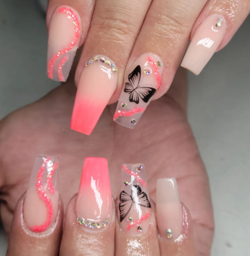  Butterfly Vibes Ombre Nail Designs