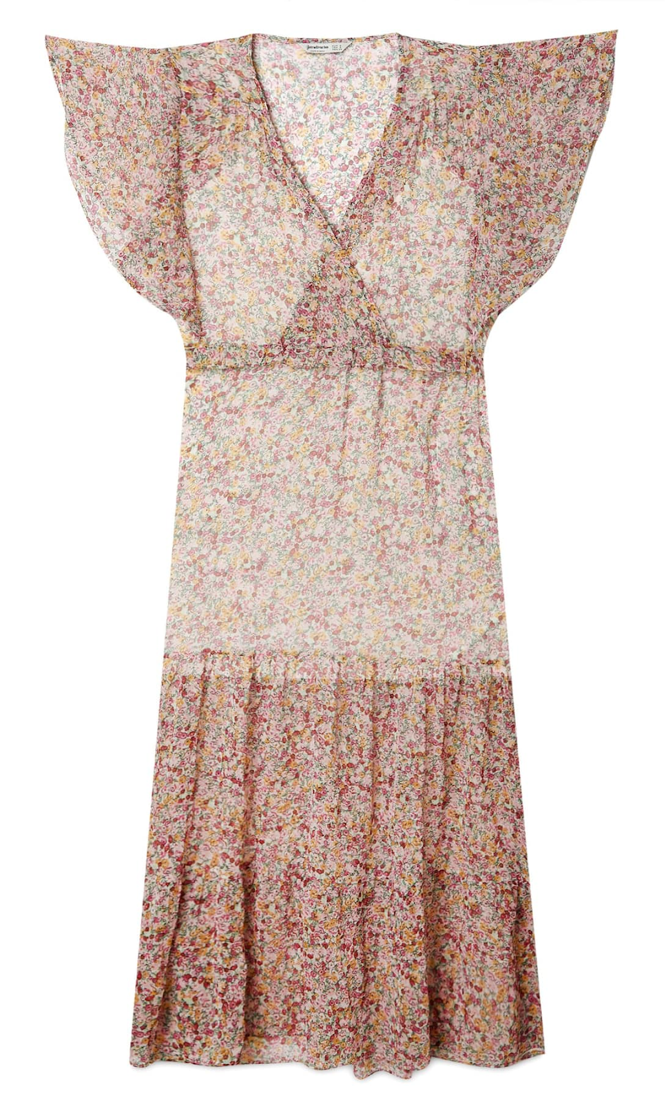 Vestido de verano de mujer, largo y con estampado floral, disponible en la tienda Stradivarius