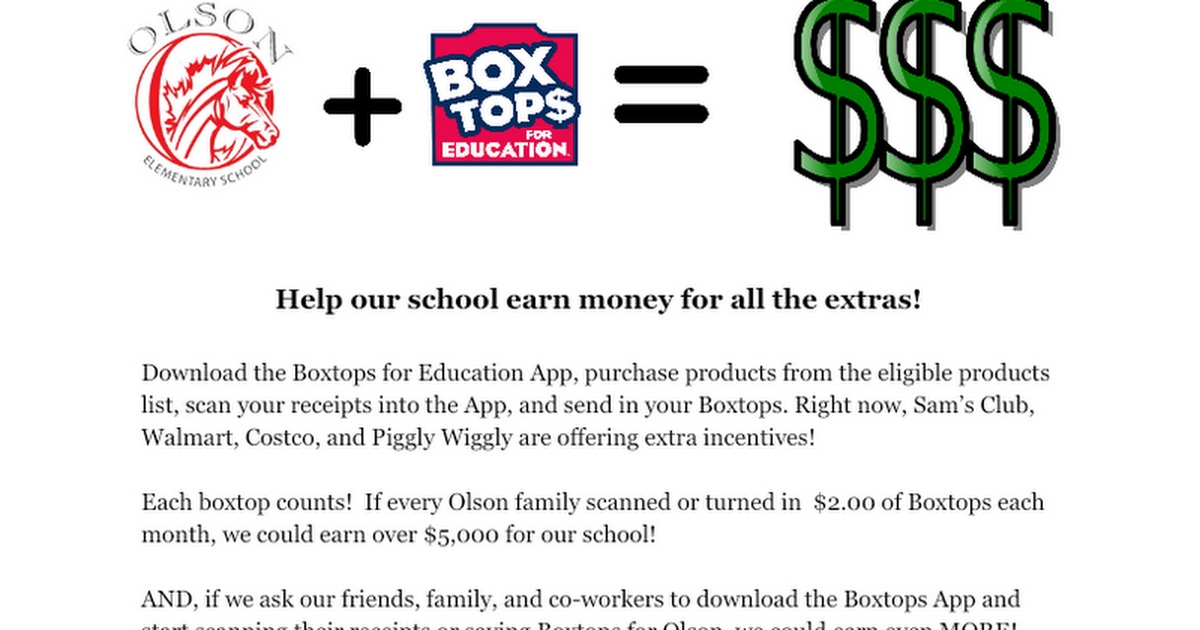 Boxtops Note for August 2019 Newsletter