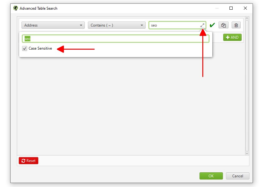 Advanced Search & Filtering Case Sensitivity