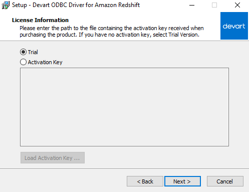 Amazon Redshift ODBC Driver: Select Trial 