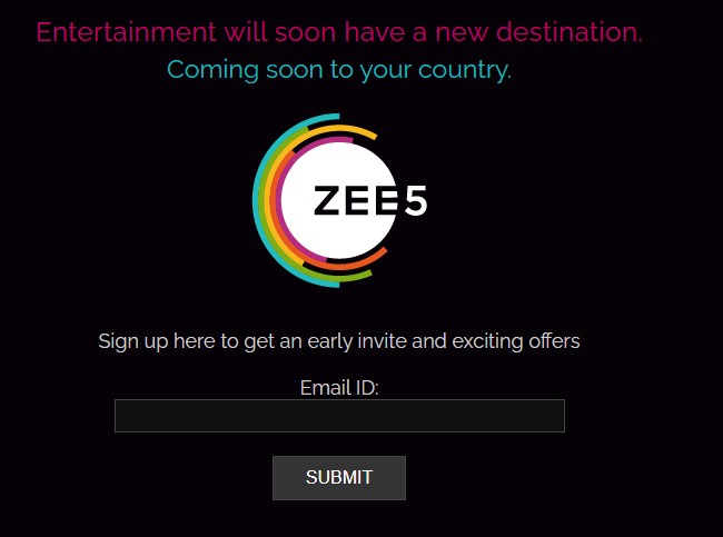 Zee5 coming soon to your country message