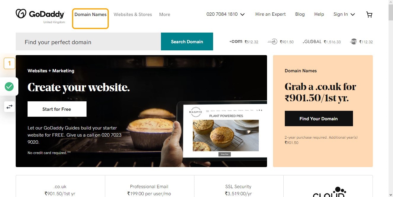 Go to Domain Names, Websites, Hosting & Online Marketing Tools - GoDaddy UK