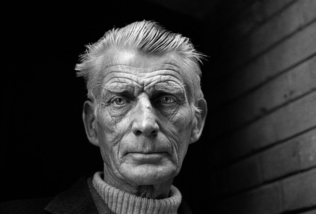 A black and white shot of playwright Samuel Beckett by famous photographer Jane Brown