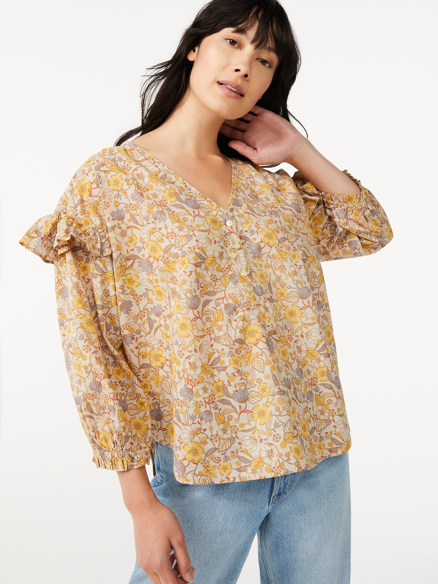 Free Assembly Women's Ruffle Sleeve Top