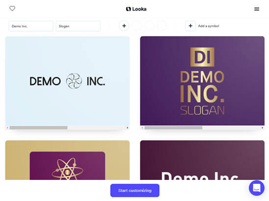 Logos gerados por Looka
