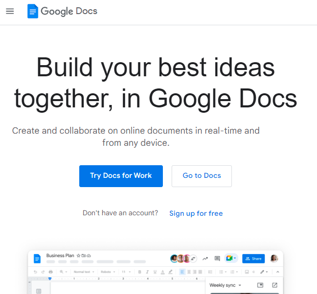 Google Docs Digital marketing tool