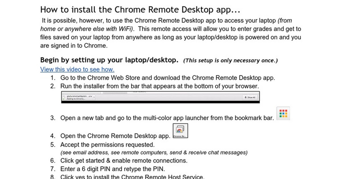 How to Install Chrome Remote Desktop for Middle School