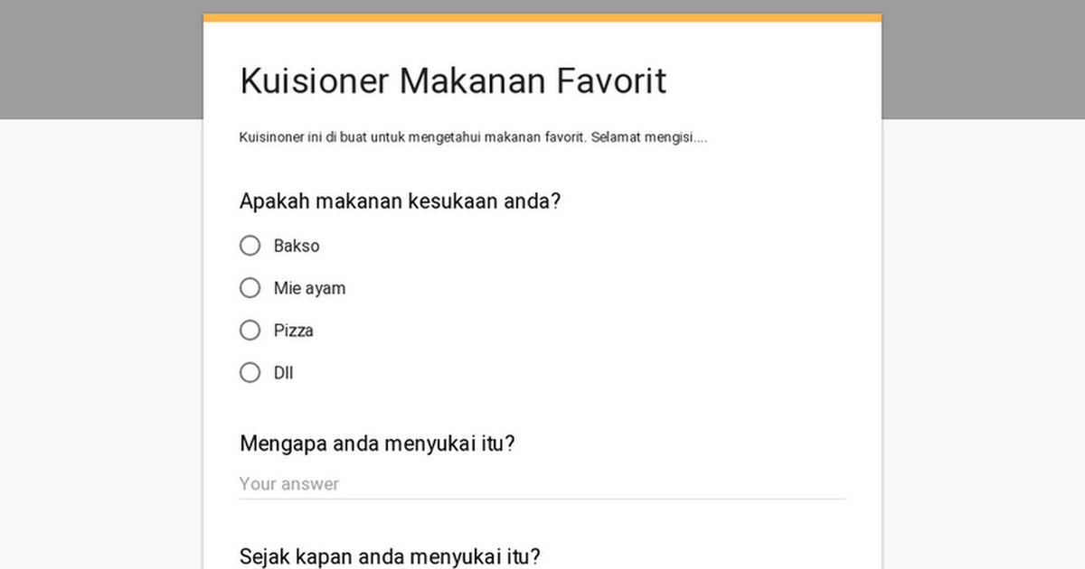 Kuisioner Makanan Favorit