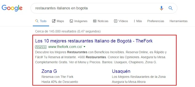 restaurantes italianos en Bogotá - Google Ads