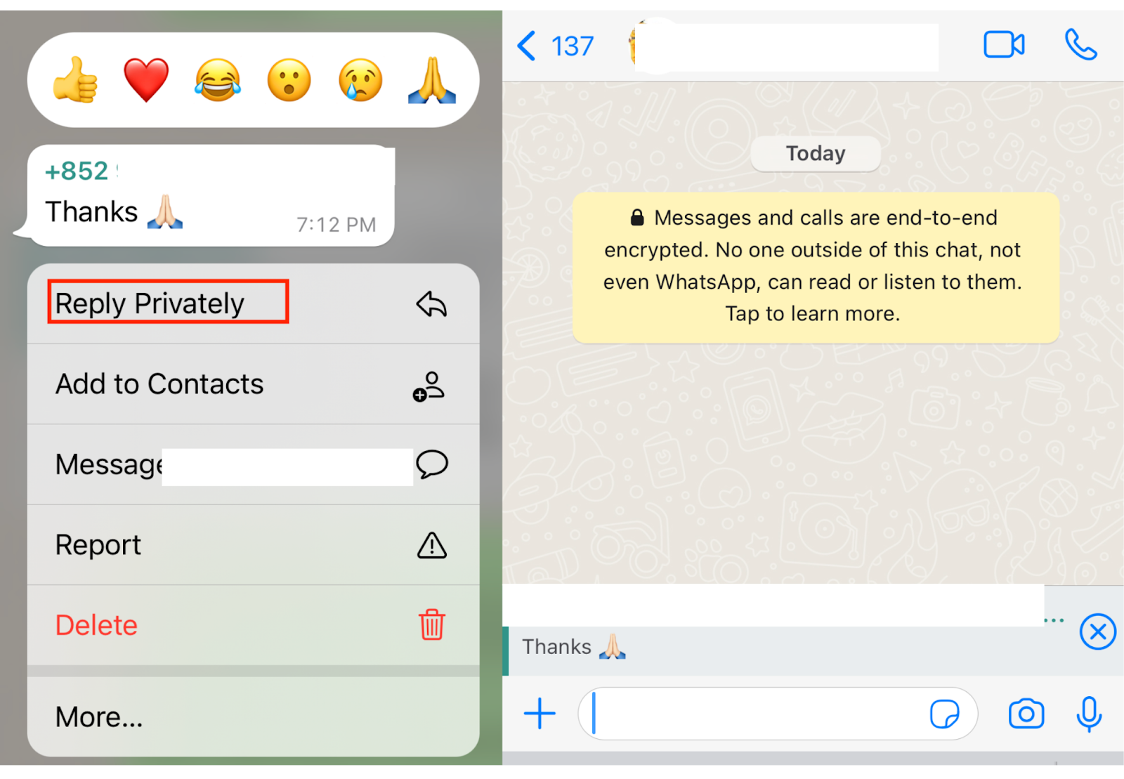 Private message - one of WhatsApp's Useful Functions