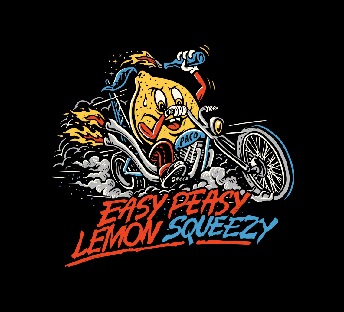 apparel badass Bike cartoon chopper ILLUSTRATION  motorcycle pedro oyarbide Tshirt Design