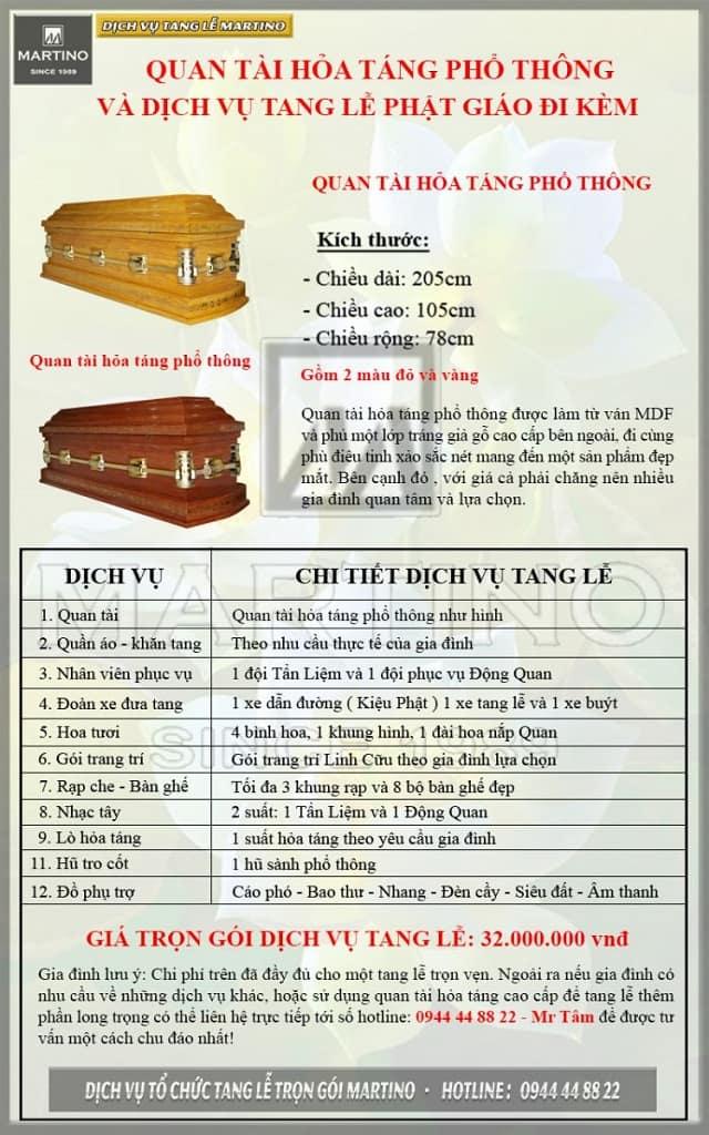 Bảng giá chi tiết cho dịch vụ tang lễ hỏa táng