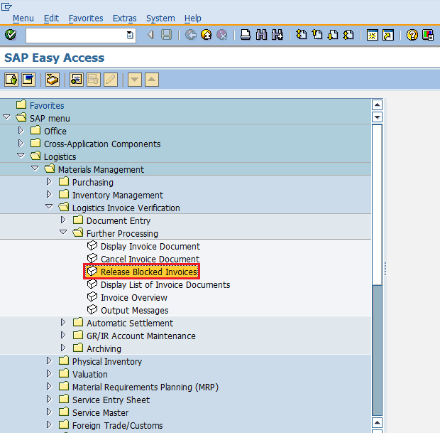 SAP release block invoice
