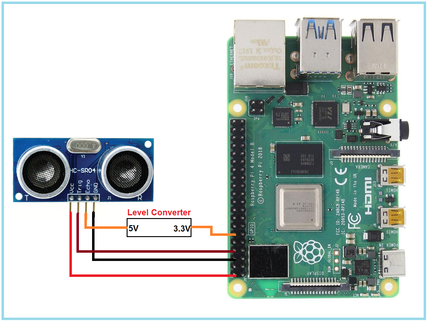 Ultrasonic sensor interfacing with raspberry pi 4 