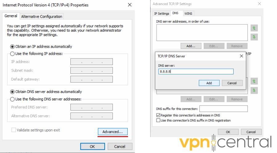 DNS address properties