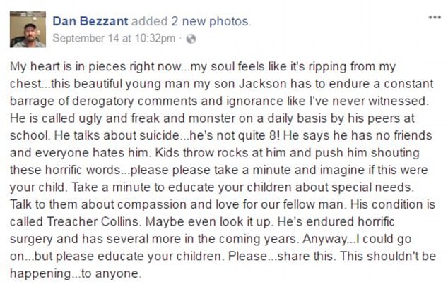 Dan Bezzant's viral Facebook post about his son's bullies